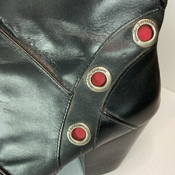 Genuine Harley Davidson leather women’s black stacked heel boots. Smoke smell 6 - Picture 2 of 8